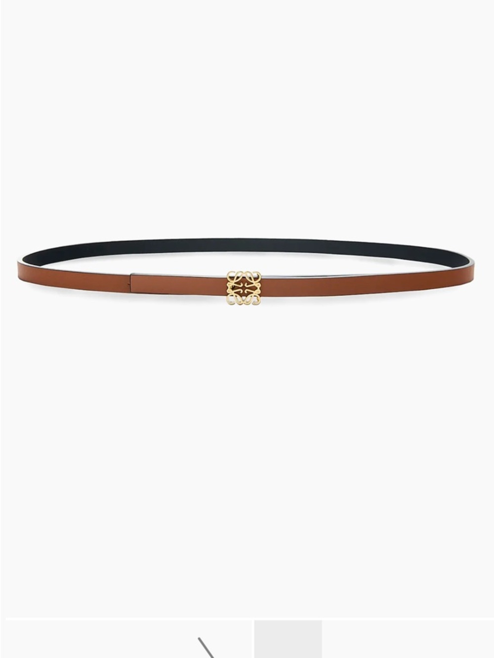 Loewe Brown Leather Slim Belt with Gold Anagram Buckle
